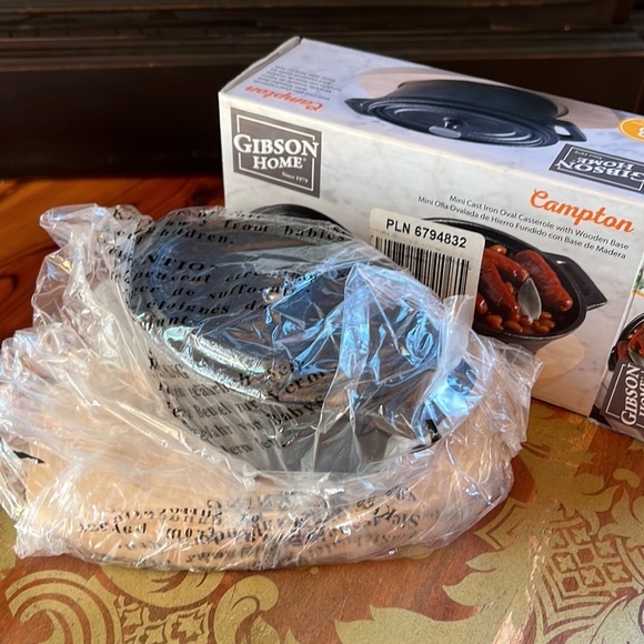 Gibson Home Campton 3 piece Mini Cast Iron Oval Casserole with Wooden Base - NIB - Picture 8 of 16